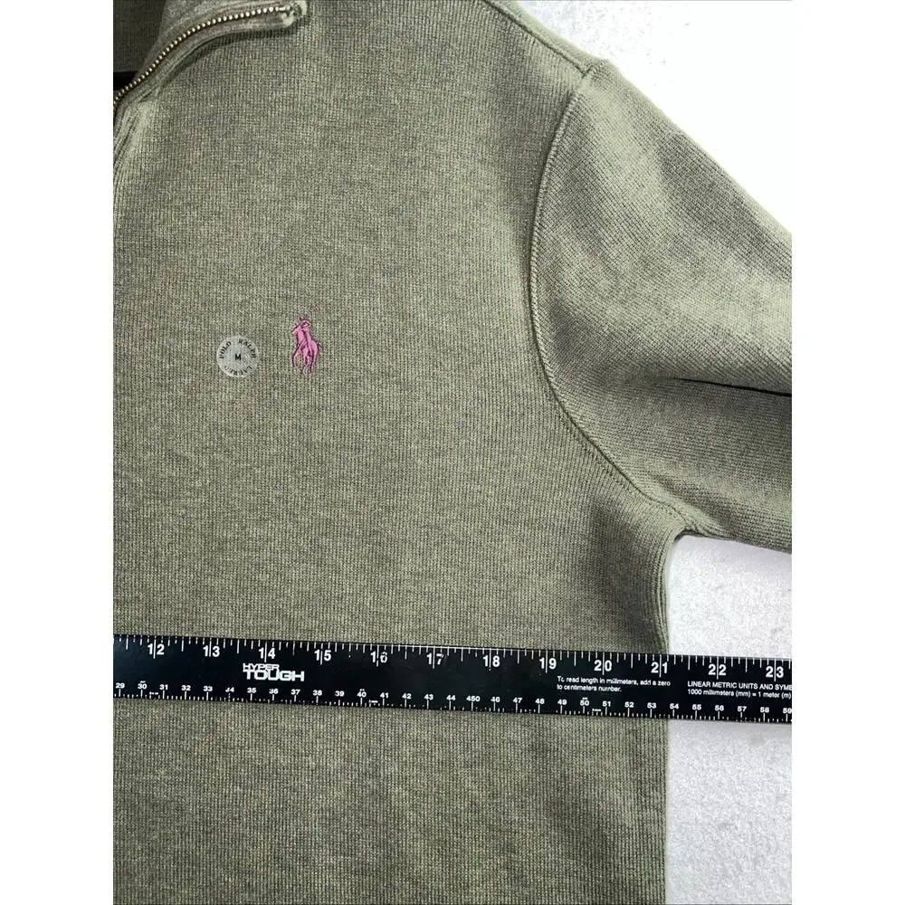 New Polo Ralph Lauren Sweater Adult Medium Olive 1/4 Zip Pullover Mock Neck NWOT